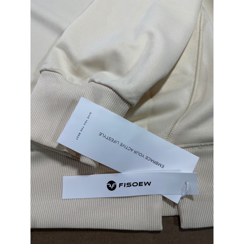 FISOEW Womens V Neck Sweatshirt butter yellow Long Sleeve Side Slit Pullover NWT - Picture 2 of 3